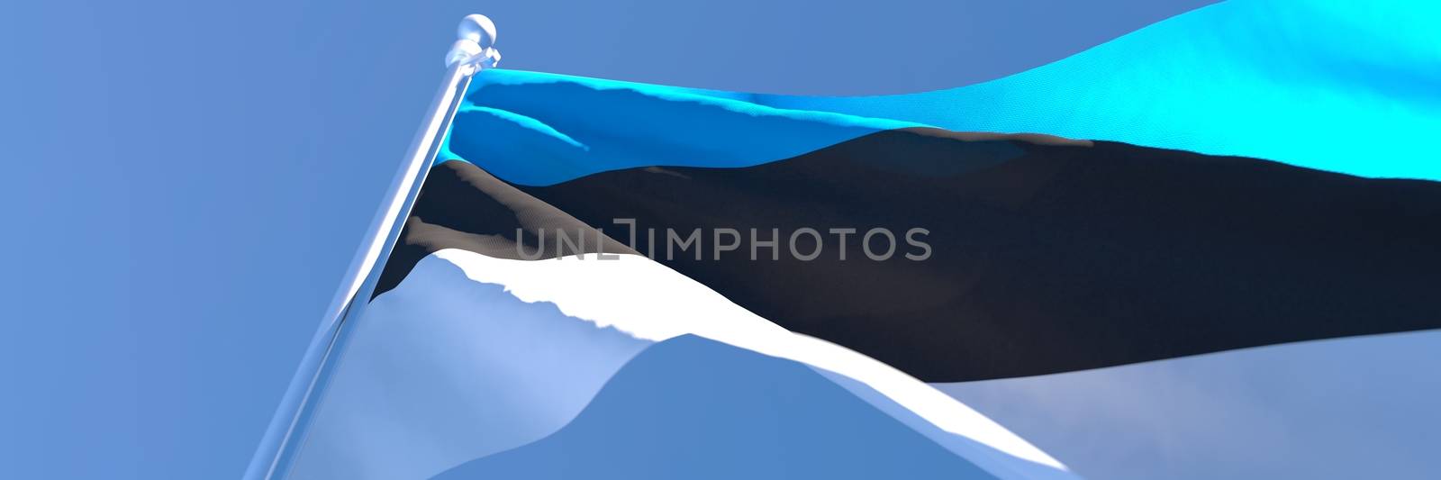 3D rendering of the national flag of Estonia waving in the wind by butenkow