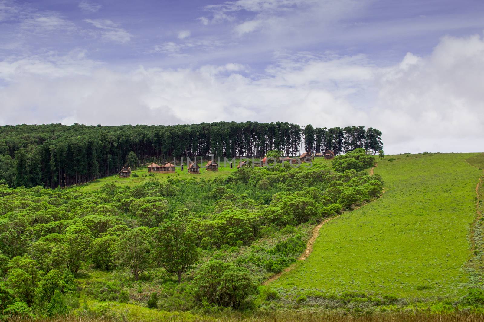 Chelinda, Malawi, February 2016: Nyika plateau in Malawi with view on Chelinda lodge and surrounding nature and landscape