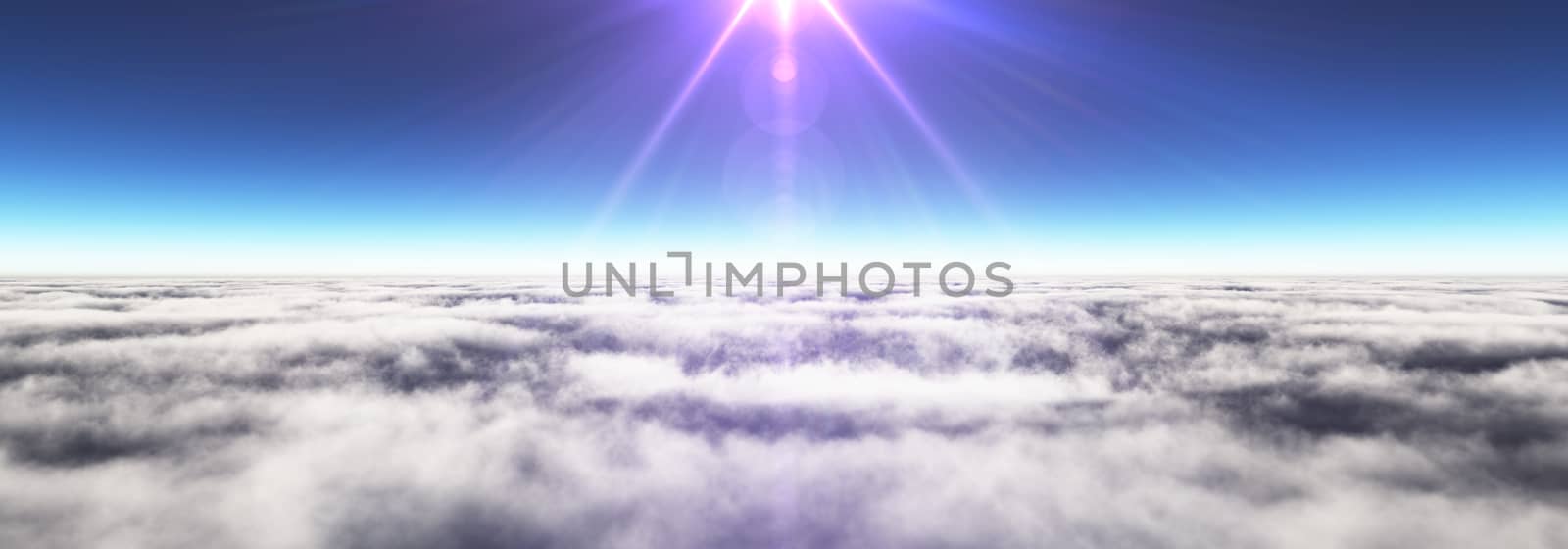 Above clouds sun ray, 3d rendering by alex_nako