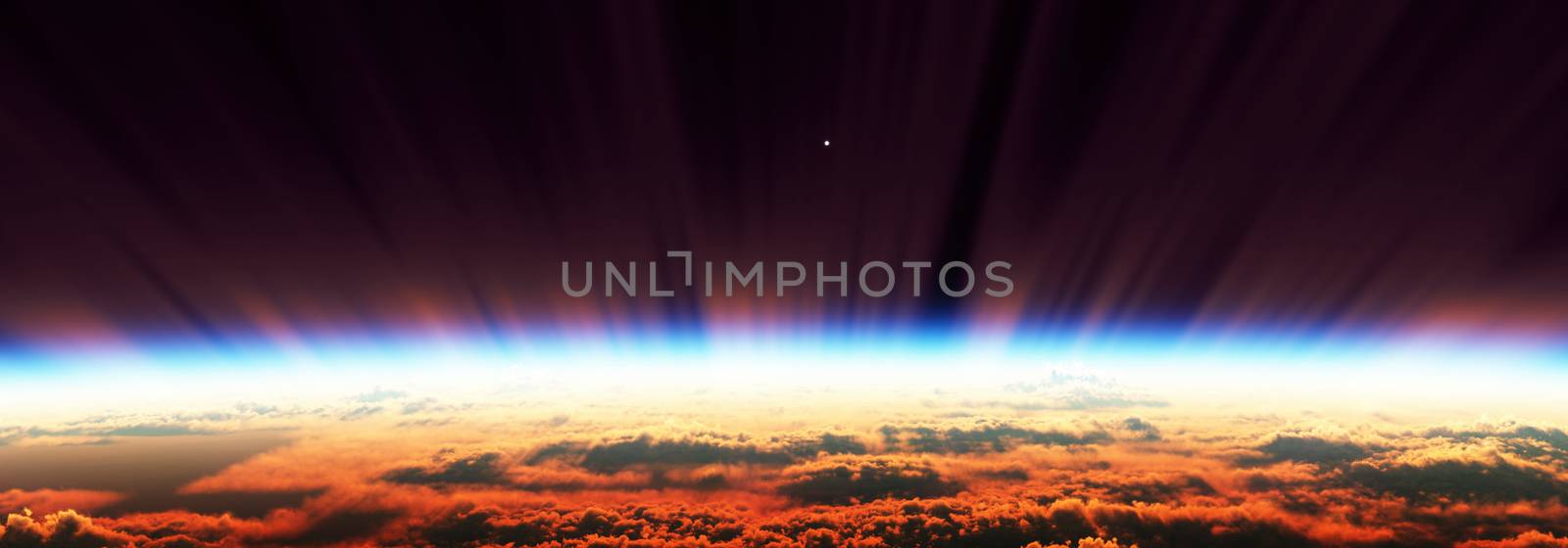 sunrise from space aurora, 3d rendering by alex_nako