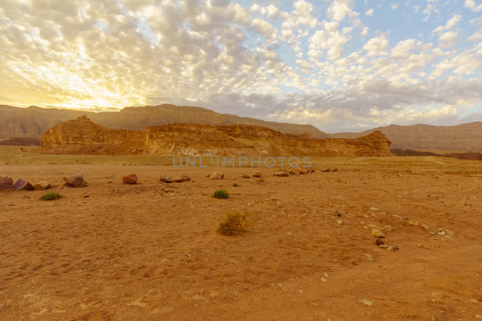 Sunset view of landscape and rock formations, Timna Valley by RnDmS
