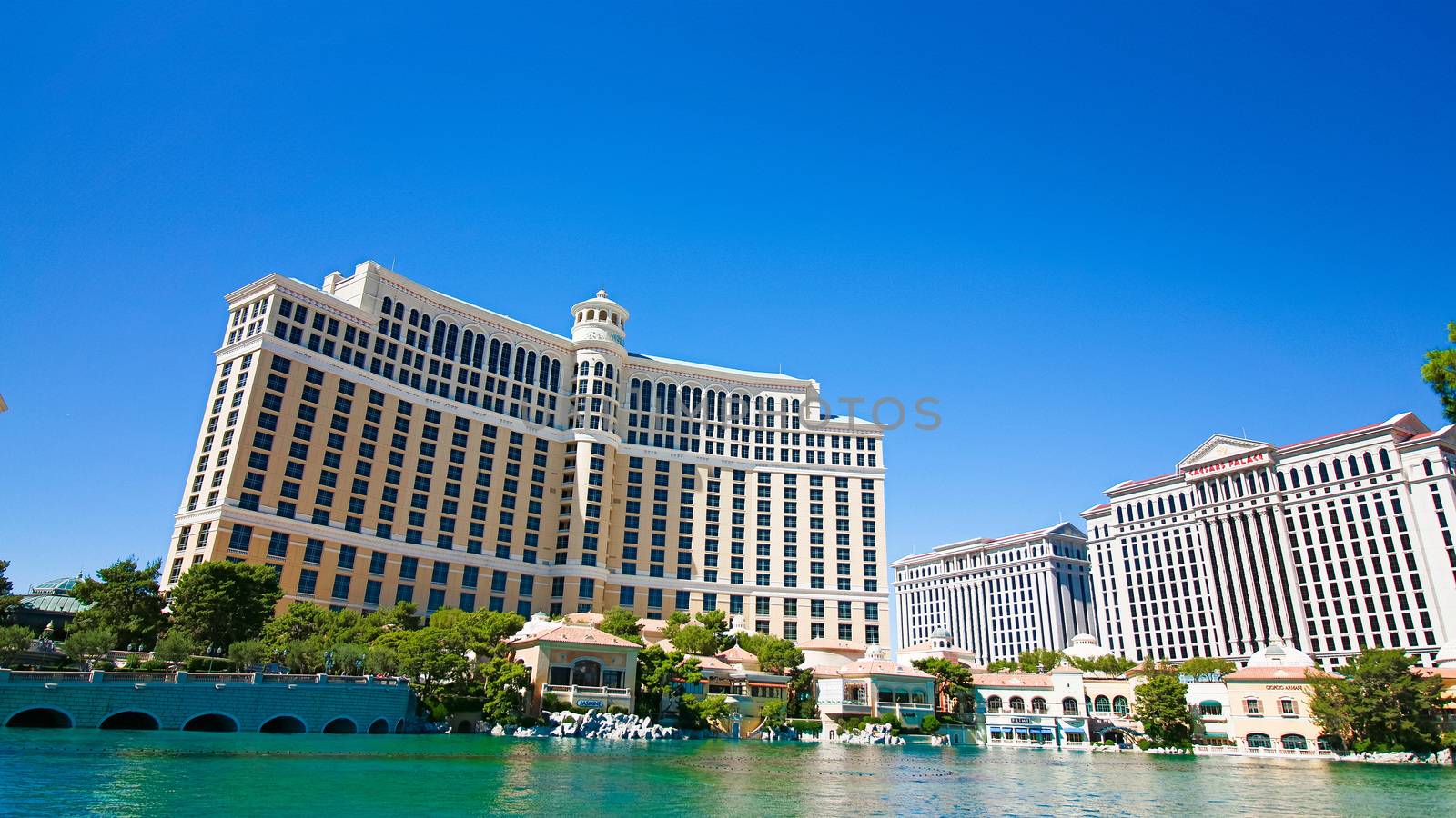 Las Vegas,NV/USA - Oct 10,2017: Fountains of Bellagio in Las Vegas. Fountains of Bellagio, which have featured in several movies, is a large dancing water fountain synchronized to music.