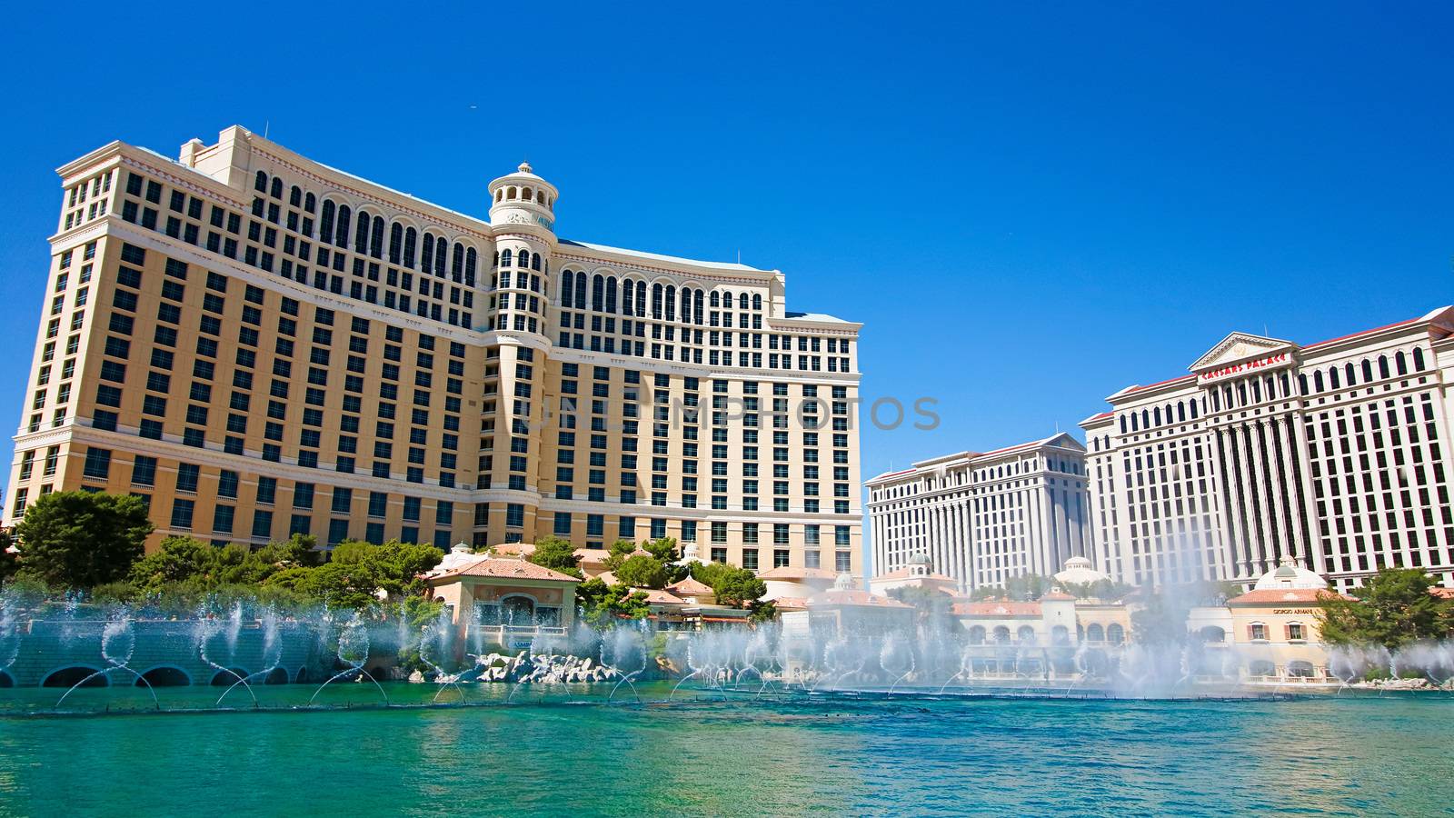 Las Vegas,NV/USA - Oct 10,2017: Fountains of Bellagio in Las Vegas. Fountains of Bellagio, which have featured in several movies, is a large dancing water fountain synchronized to music.