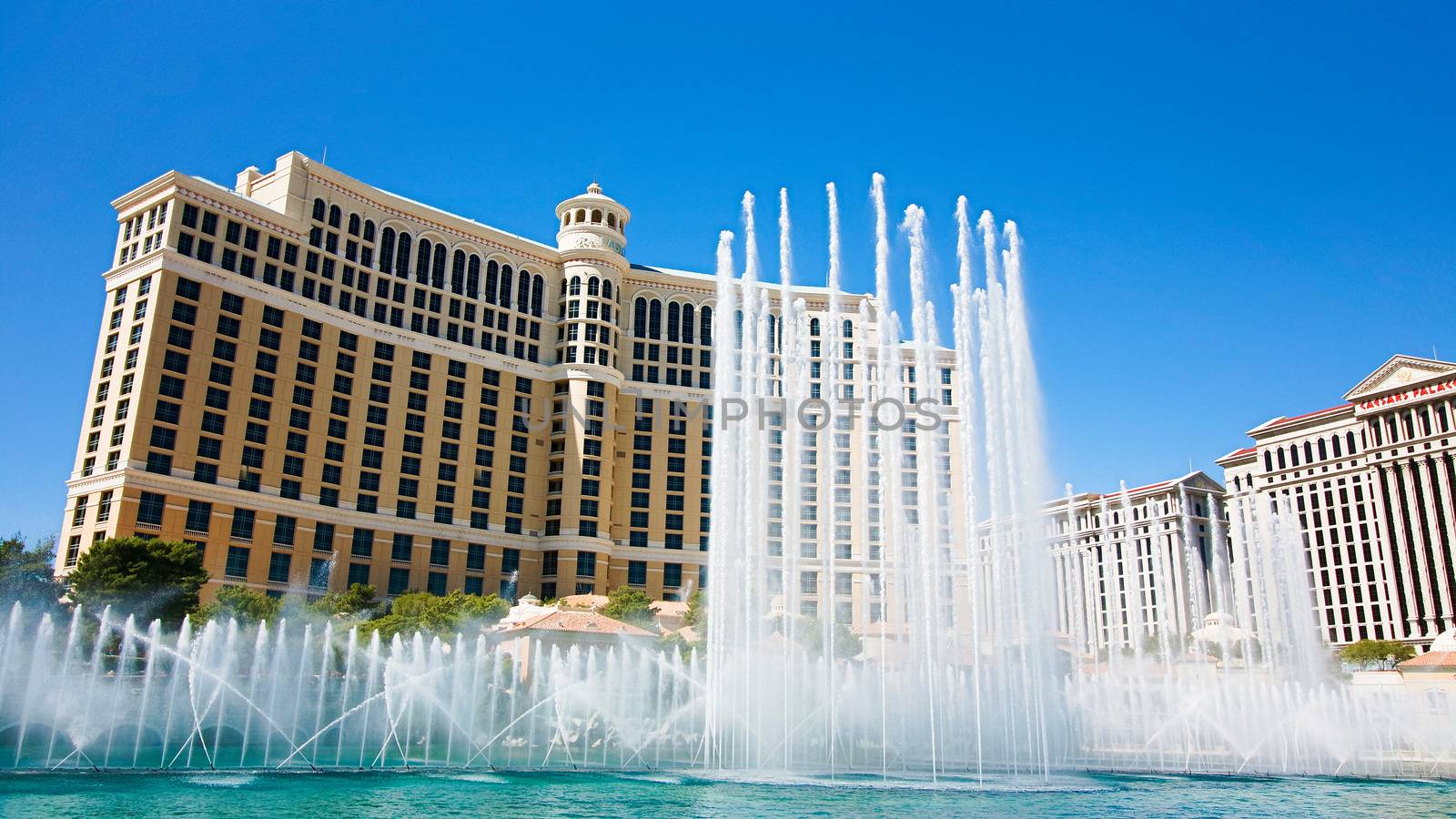 Las Vegas,NV/USA - Oct 10,2017: Fountains of Bellagio in Las Vegas. Fountains of Bellagio, which have featured in several movies, is a large dancing water fountain synchronized to music.