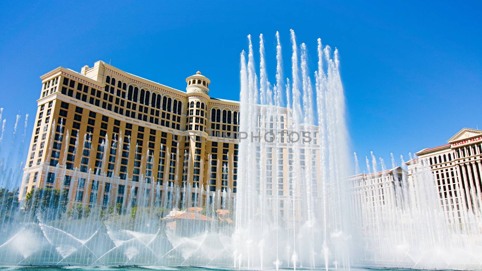 Las Vegas,NV/USA - Oct 10,2017: Fountains of Bellagio in Las Vegas. Fountains of Bellagio, which have featured in several movies, is a large dancing water fountain synchronized to music.