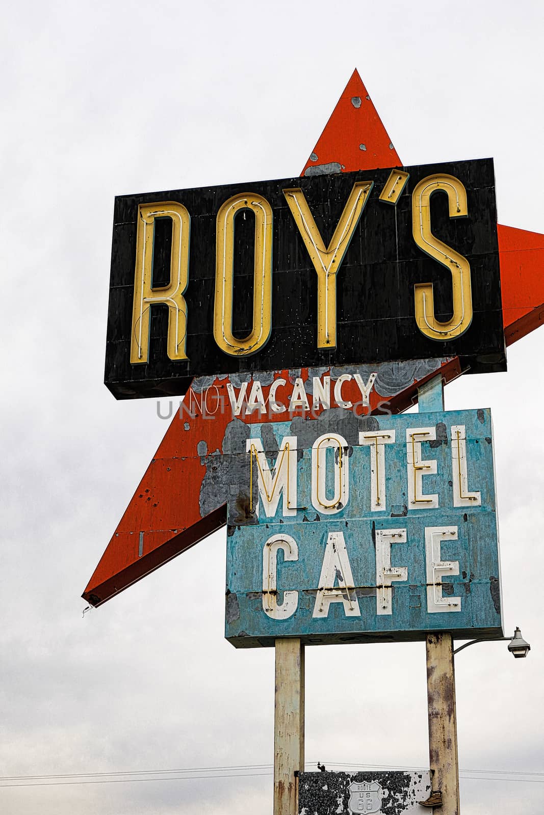 Amboy,CA/USA - Oct 27,2015 : Legendary Roy's Motel and Cafe on historic Highway Route 66.