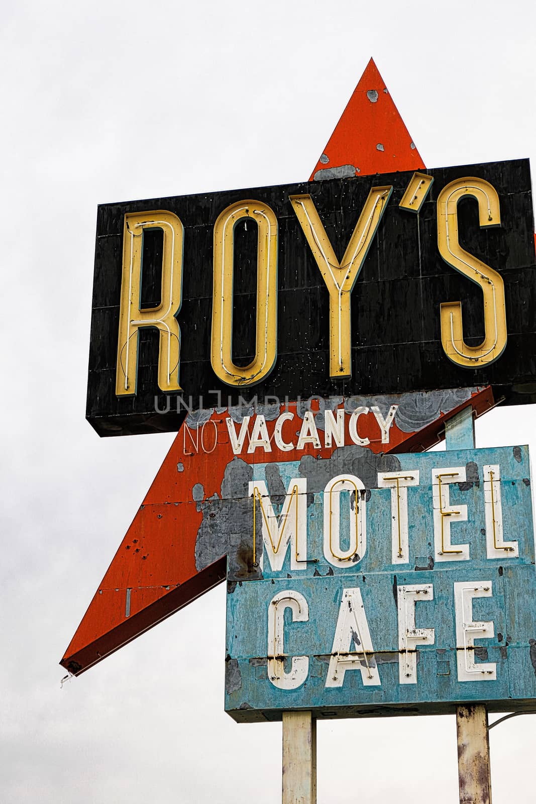 Amboy,CA/USA - Oct 27,2015 : Legendary Roy's Motel and Cafe on historic Highway Route 66.