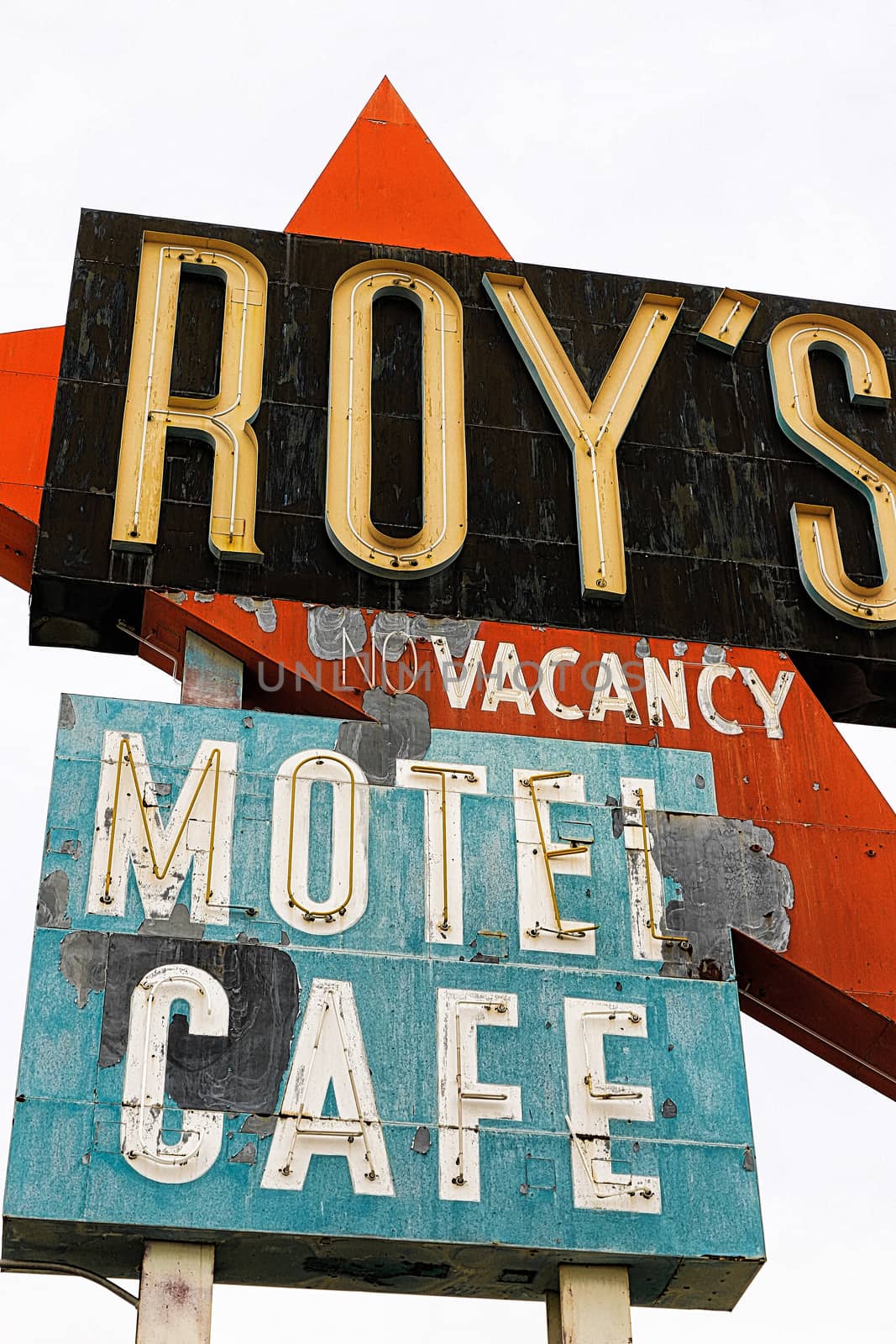 Amboy,CA/USA - Oct 27,2015 : Legendary Roy's Motel and Cafe on historic Highway Route 66.