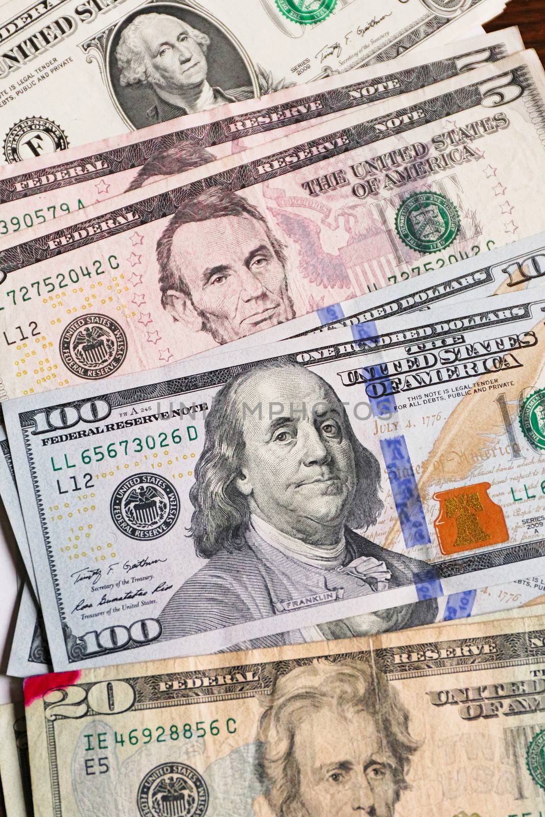 Money American dollar bills,stack of 100 dollar bills close-up,Hundreds of US dollars,dollars cash.Currency US dollar banknotes close-up. Portrait of the President. by USA-TARO