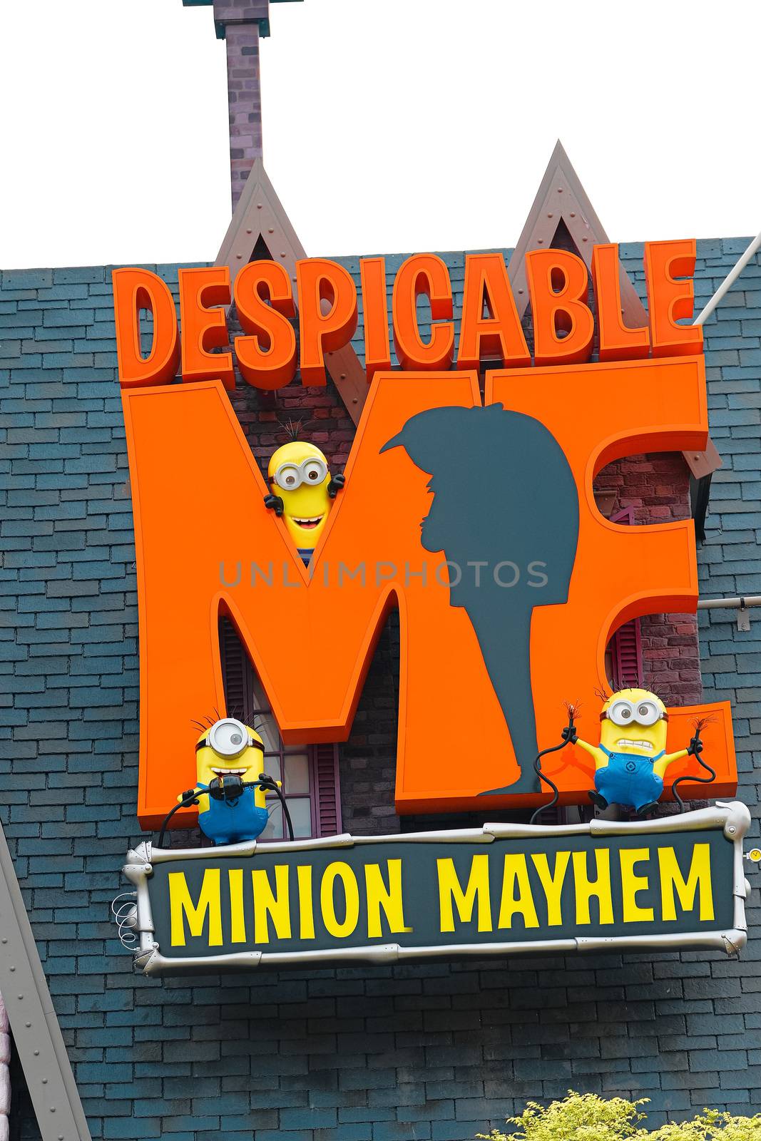 Osaka, JAPAN - NOVEMBER 03 2017: Entrance Sign of Despicable Me Minion Mayhem. Universal Studios JAPAN is a theme park resort in Osaka, JAPAN.