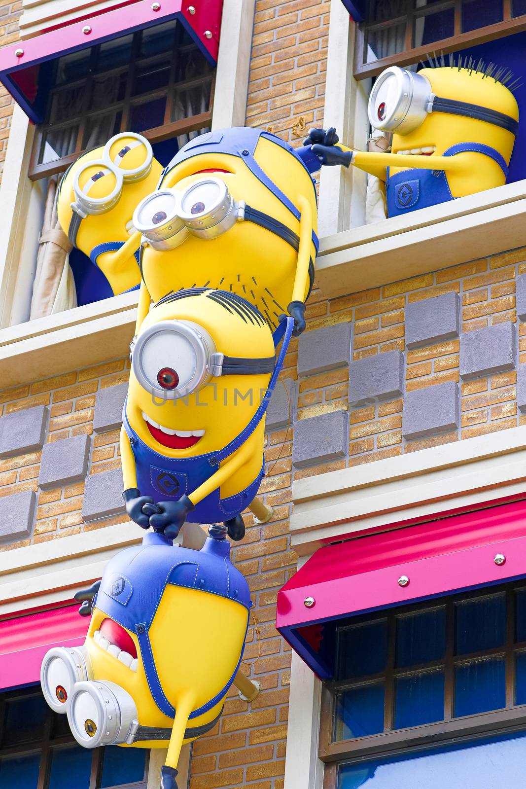 Statue of Minions from Despicable Me Minion Mayhem Movie at Minion Park in Universal Studios JAPAN. by USA-TARO