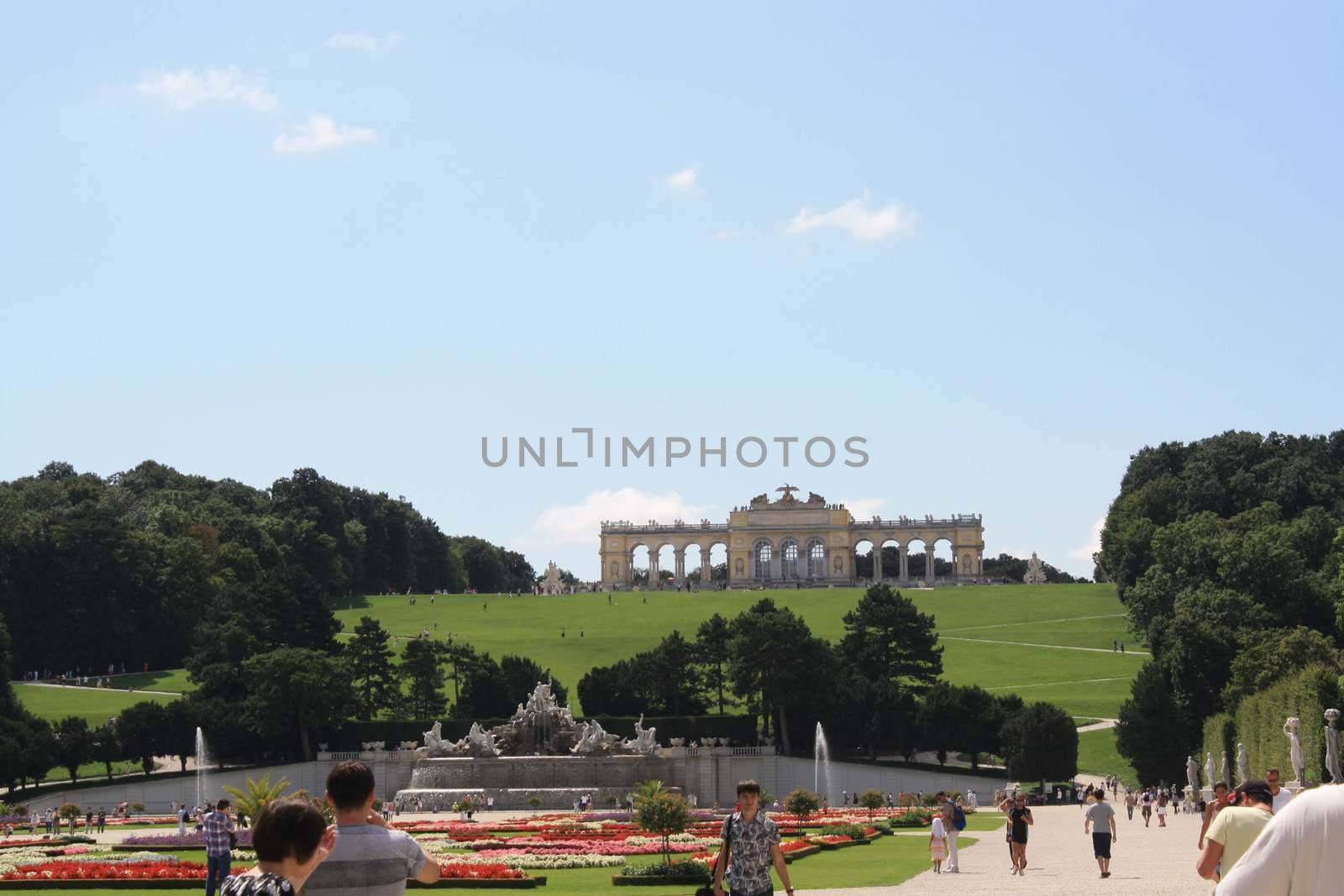 A group of people in a park. High quality photo