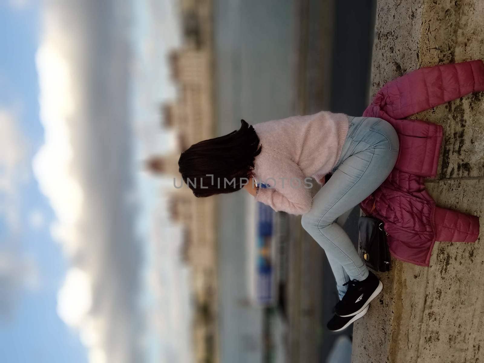 A girl sitting in Budapest. High quality photo