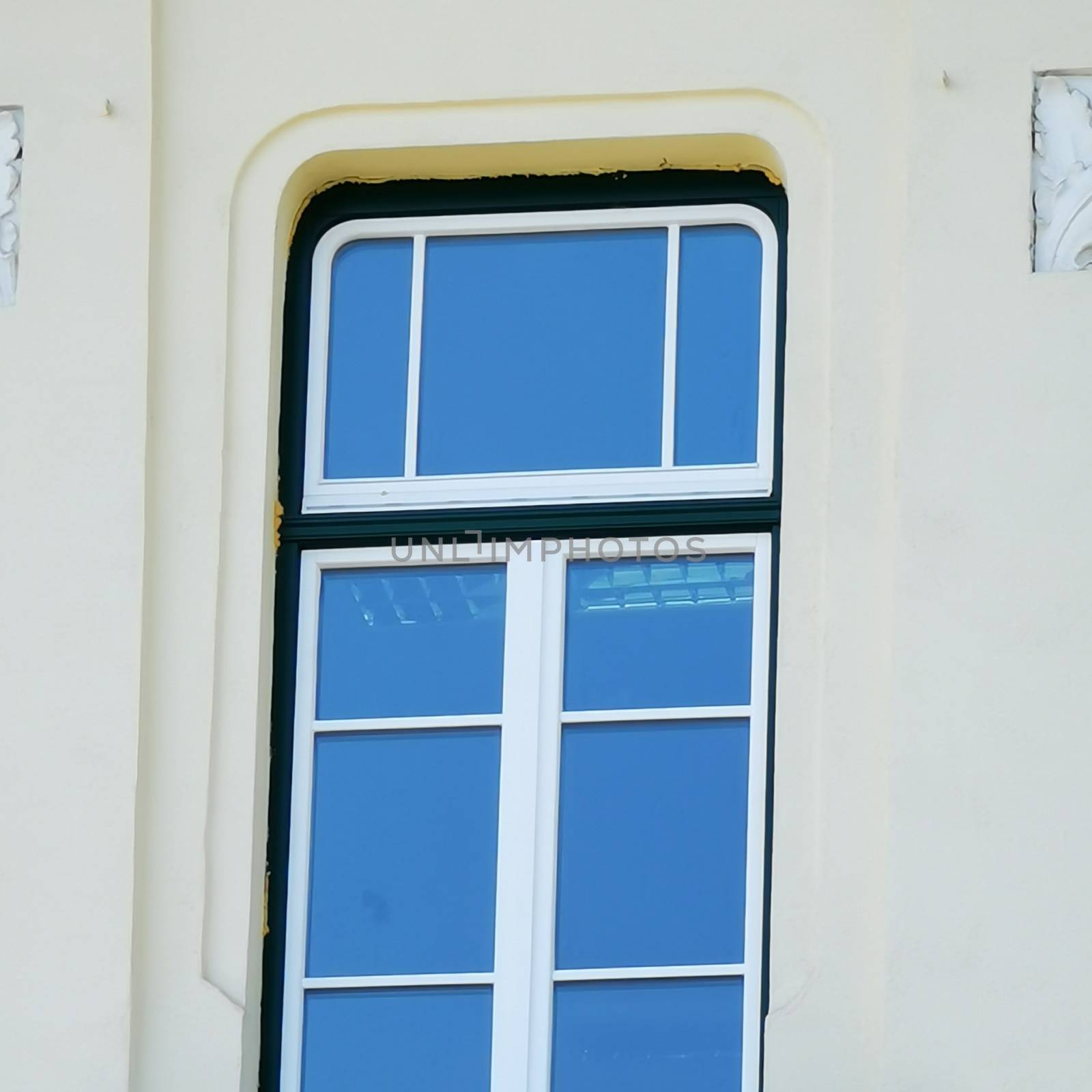 Close-up window in Romanian architectural style. High quality photo