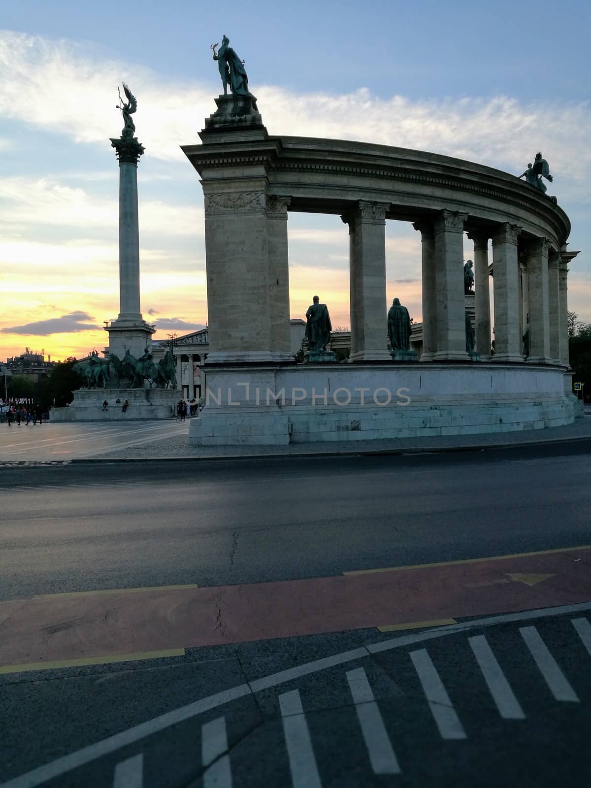 Heroes' Square in Budapest before dark. High quality photo