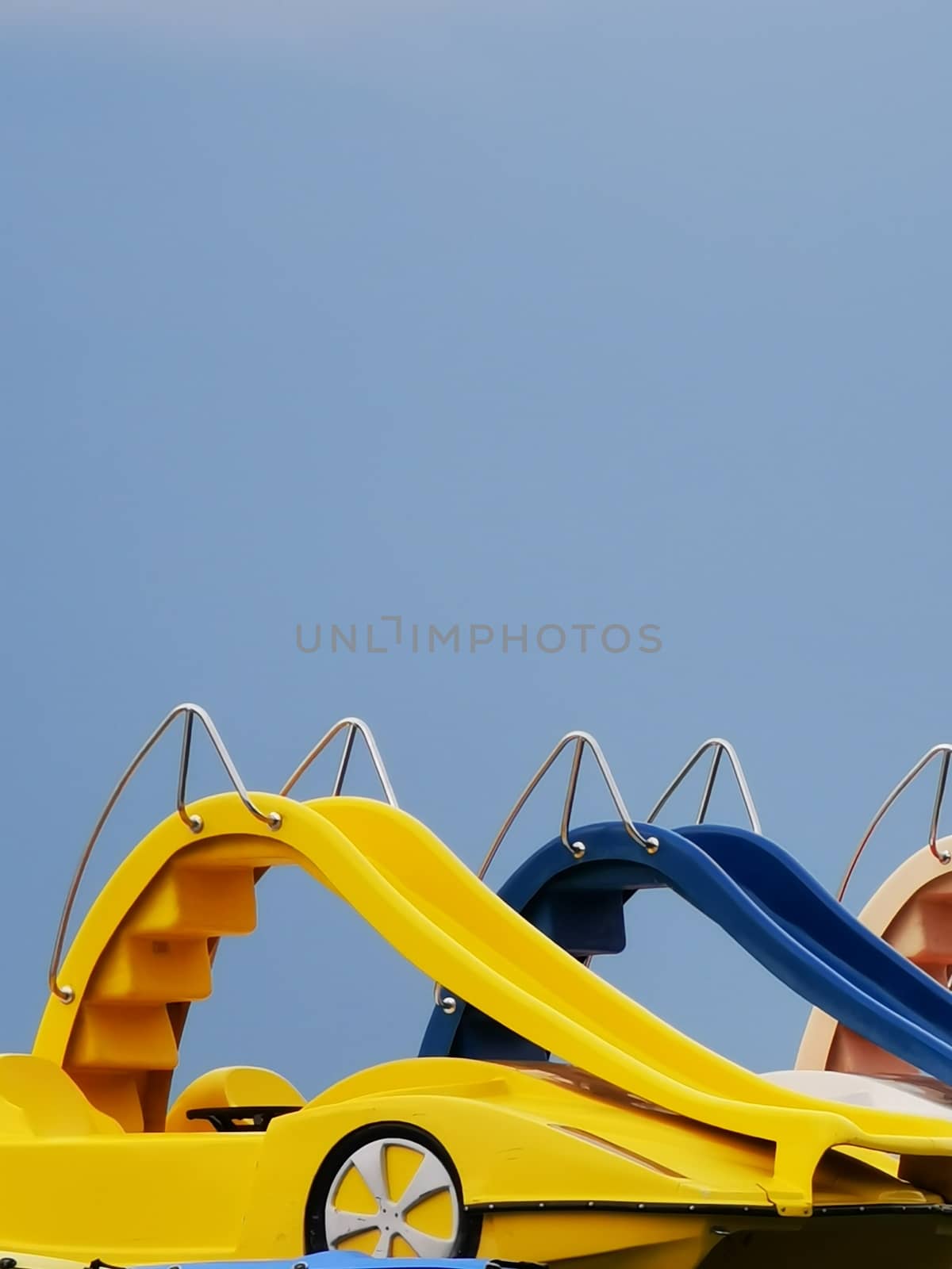 Slides of different colors in Lake Balaton. High quality photo