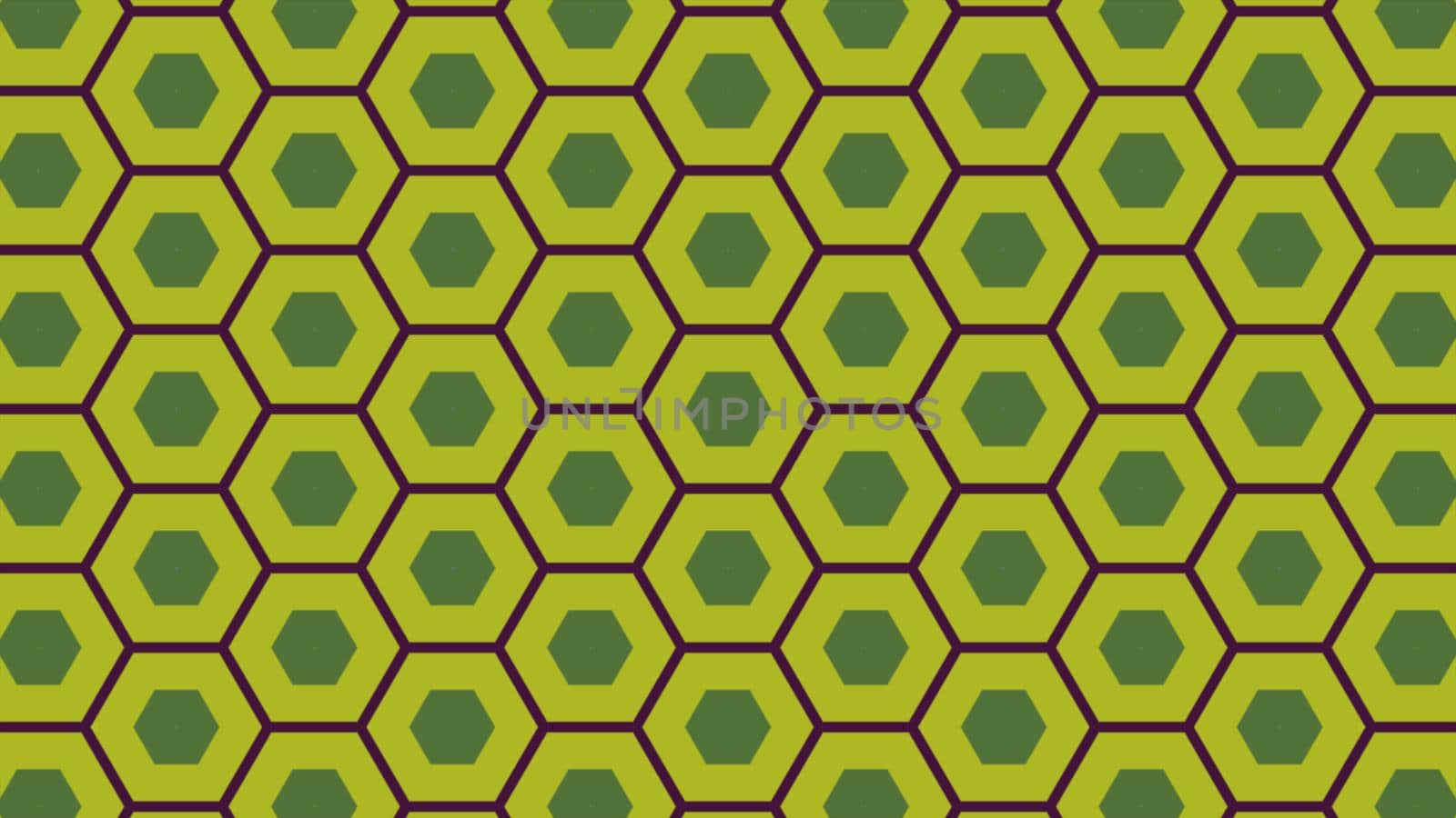 Illustration abstract of colorful hexagon of same color and different surrounding rings. Abstract hexagon background. 