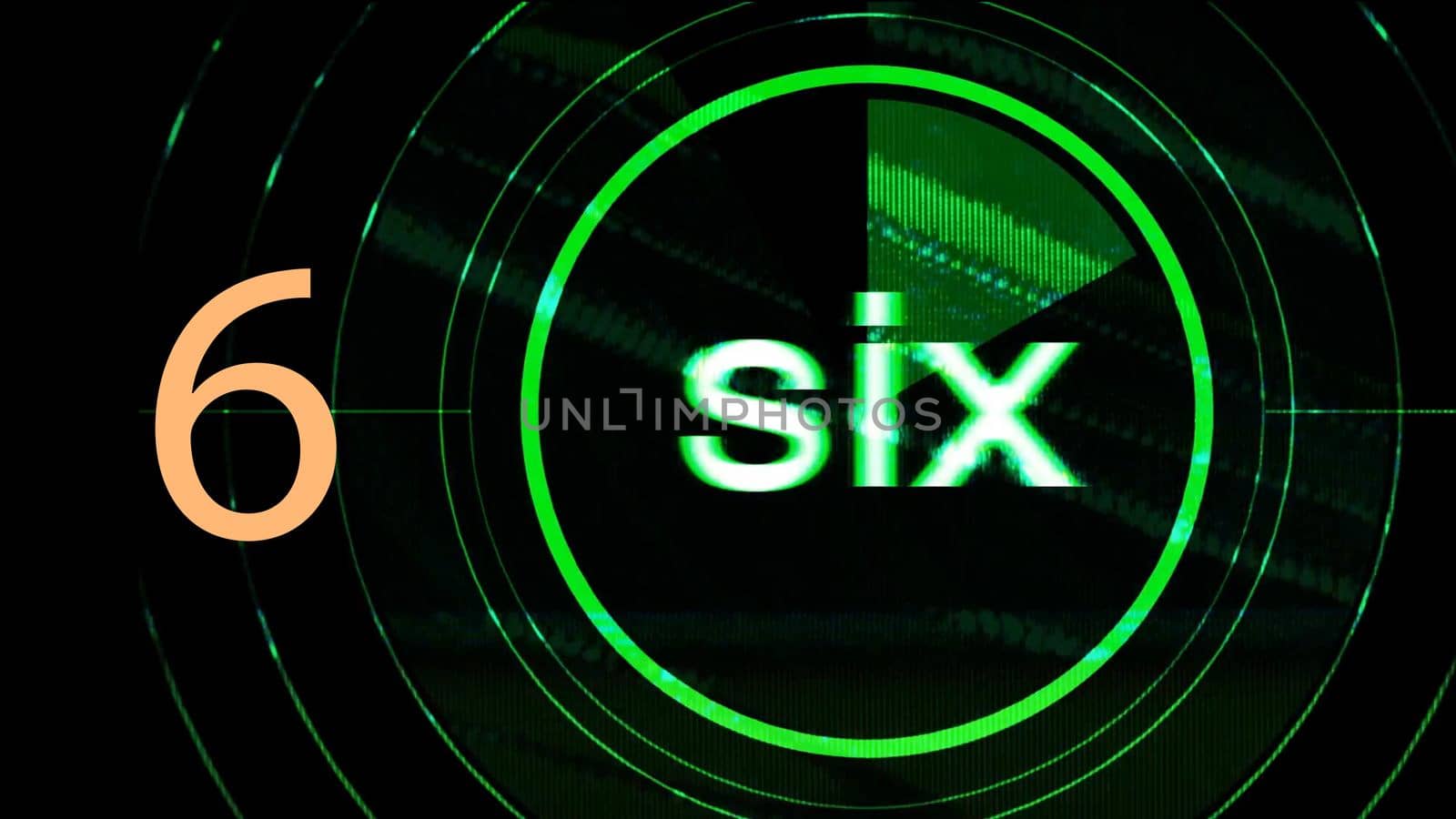 Number written as digit and in english text. Illustration of typography on black background.