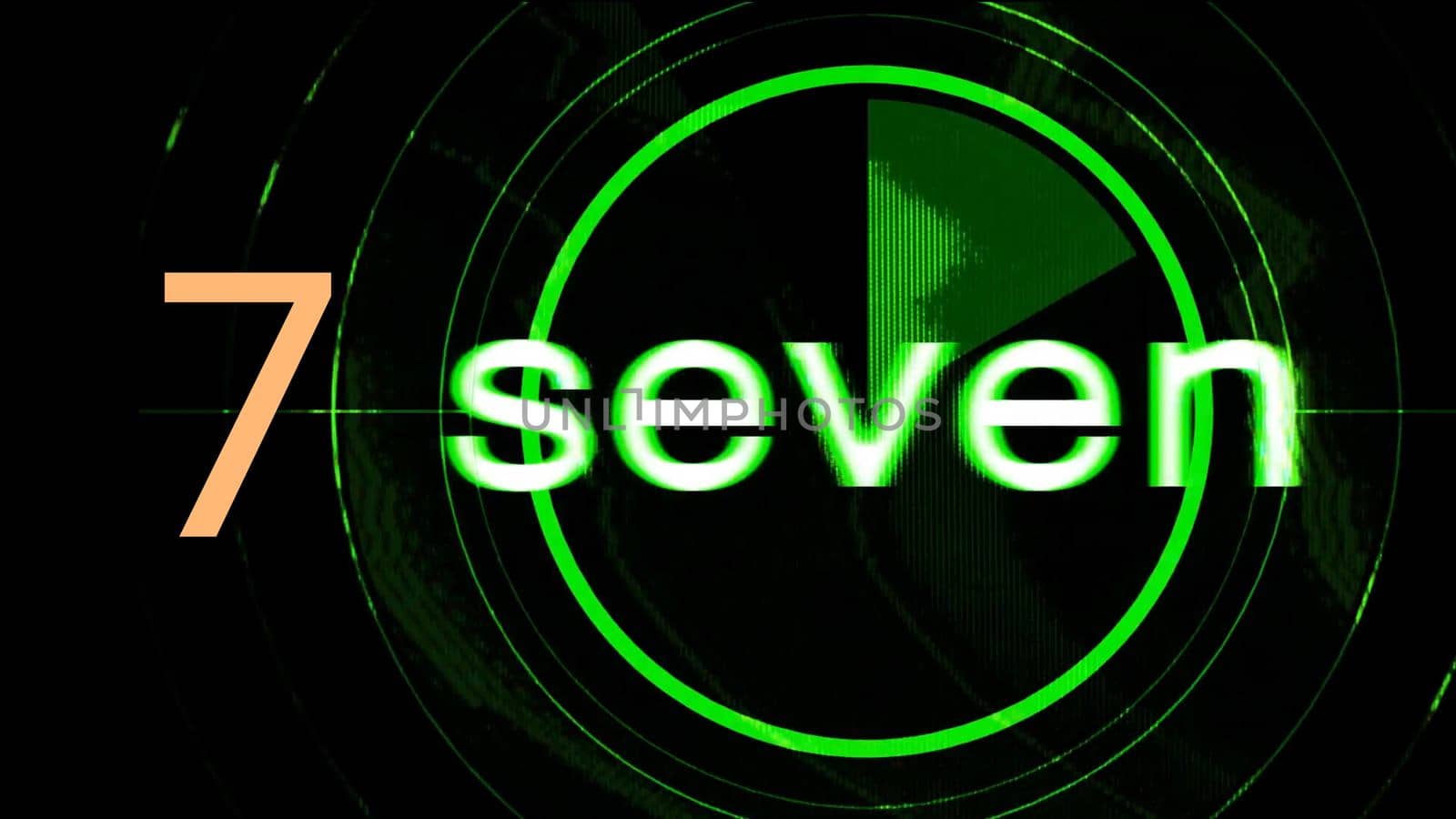 Number written as digit and in english text. Illustration of typography on black background.