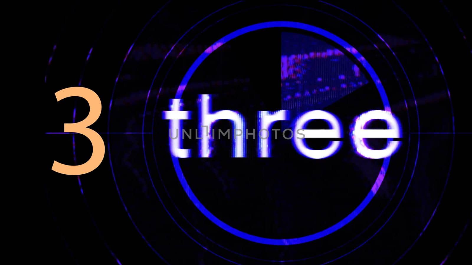 Number written as digit and in english text. Illustration of typography on black background.