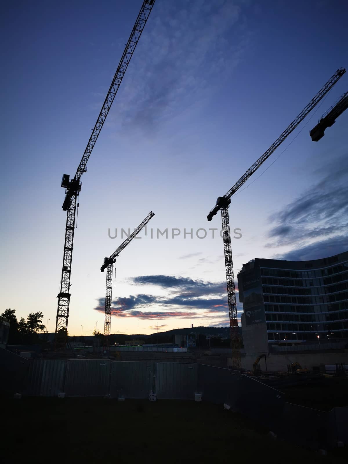 A crane in the background. High quality photo