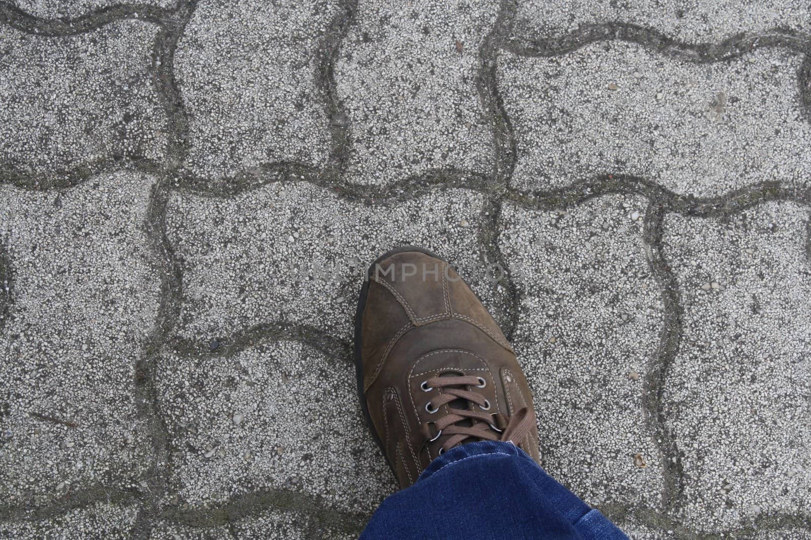 In Hajduszoboszlo, the first steps. Close-up brown shoes. High quality photo