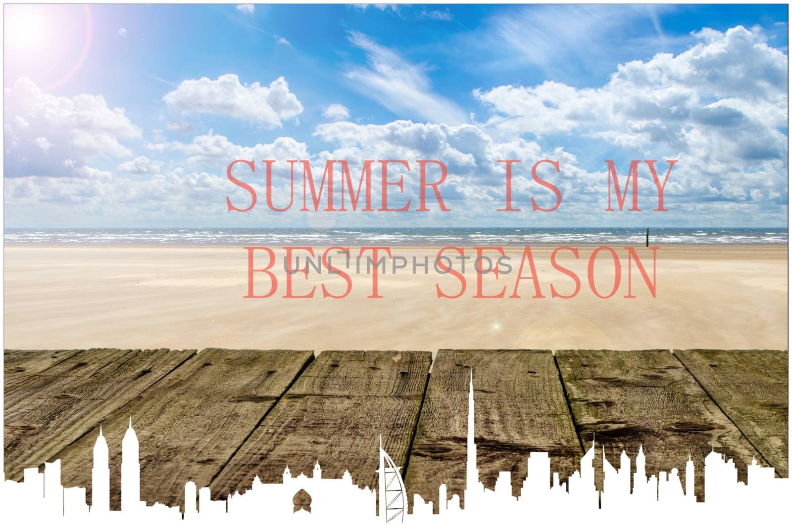 Summer is my best season wallpaper with postcard frame.