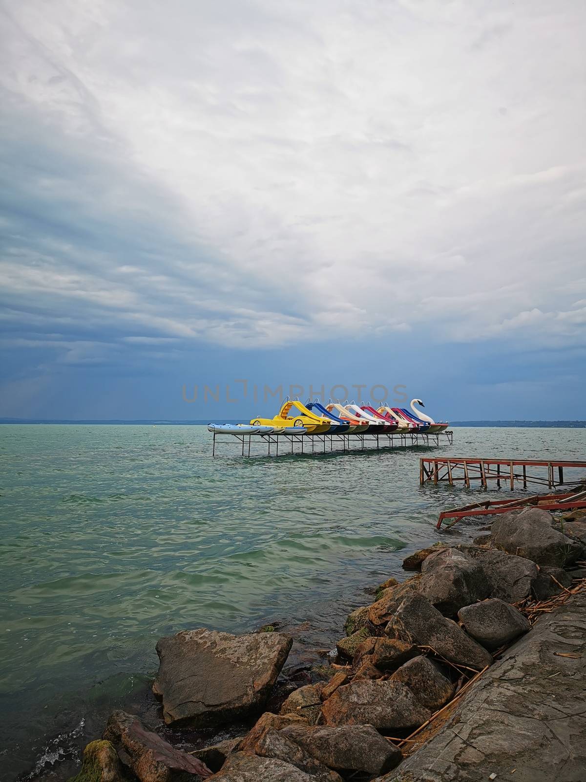 Water slides in Lake Balaton. High quality photo