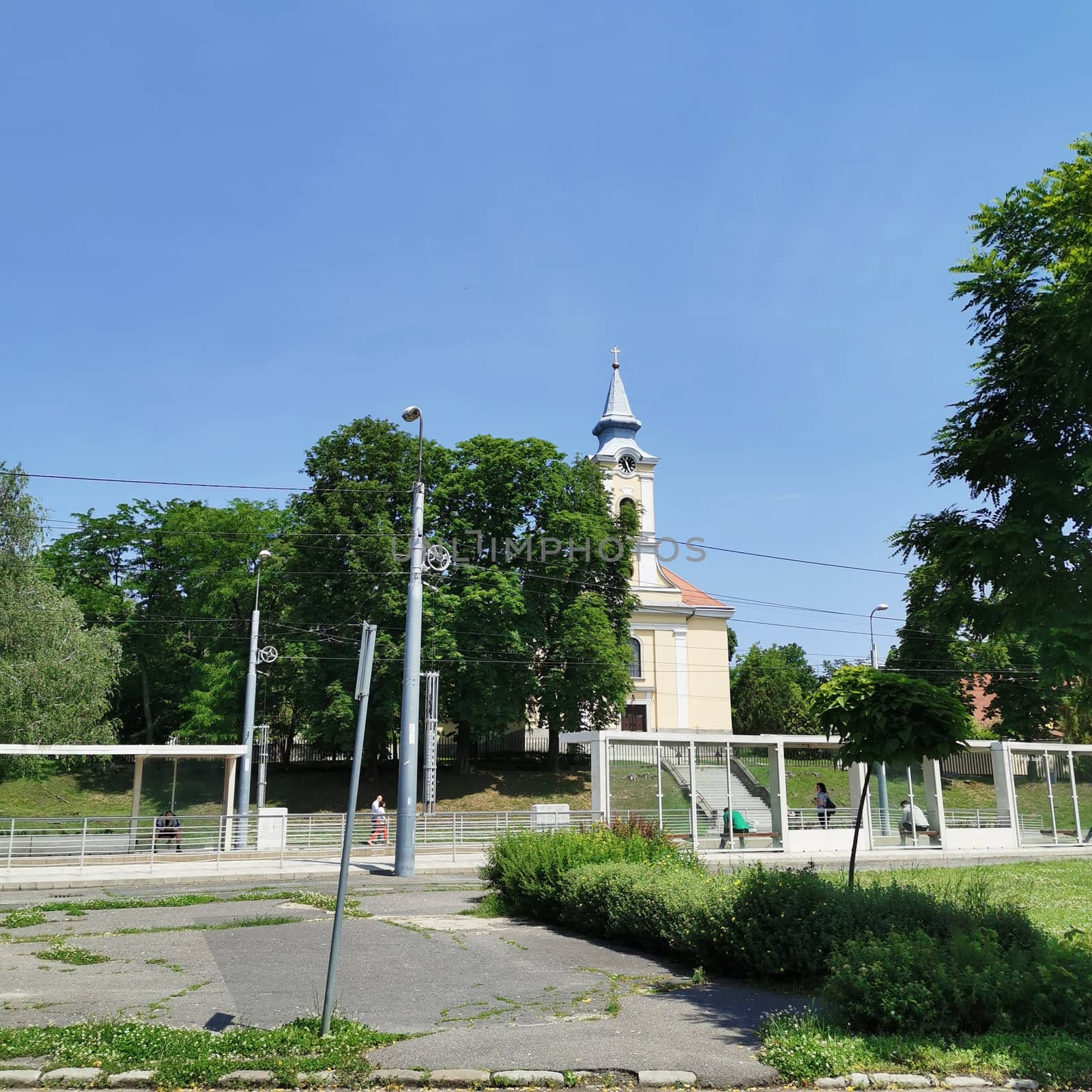 Miskolc suburban church and street view by balage941