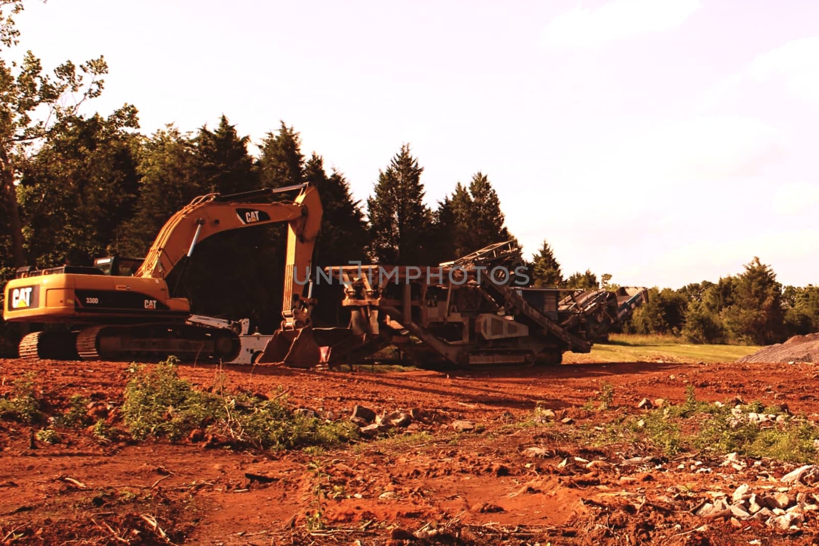 Backhoe on construction site. High quality photo