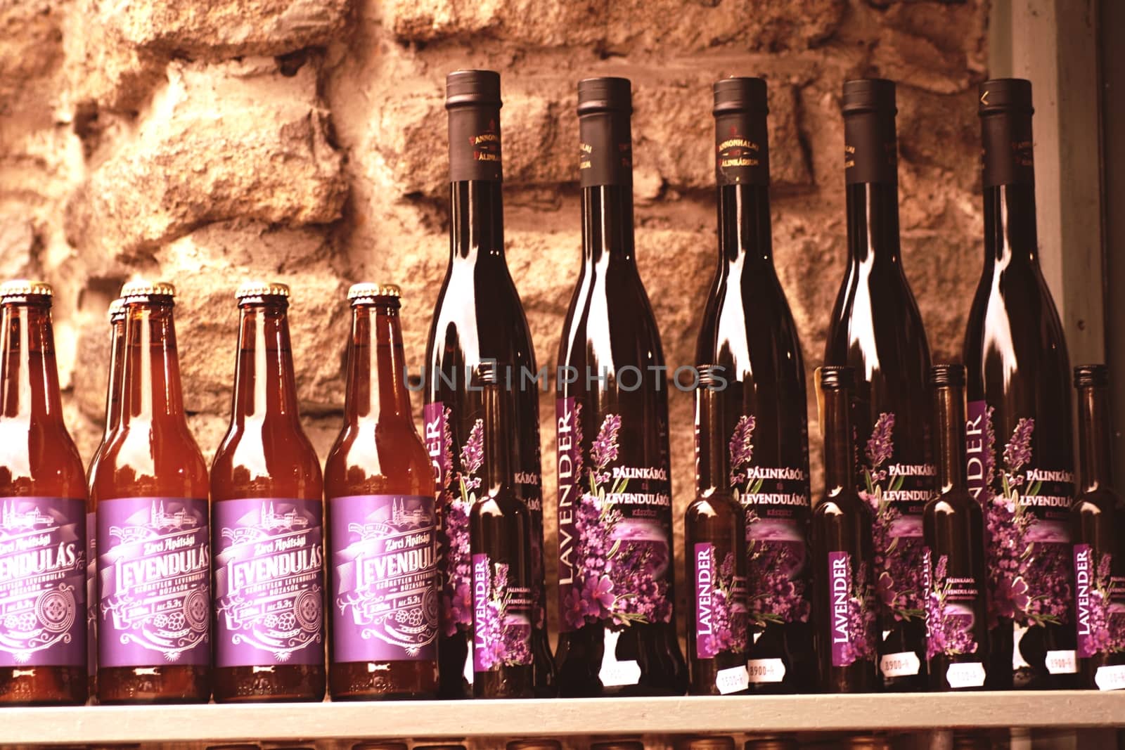 Lavender beer and brandy at the Tihanyi fair High quality photo