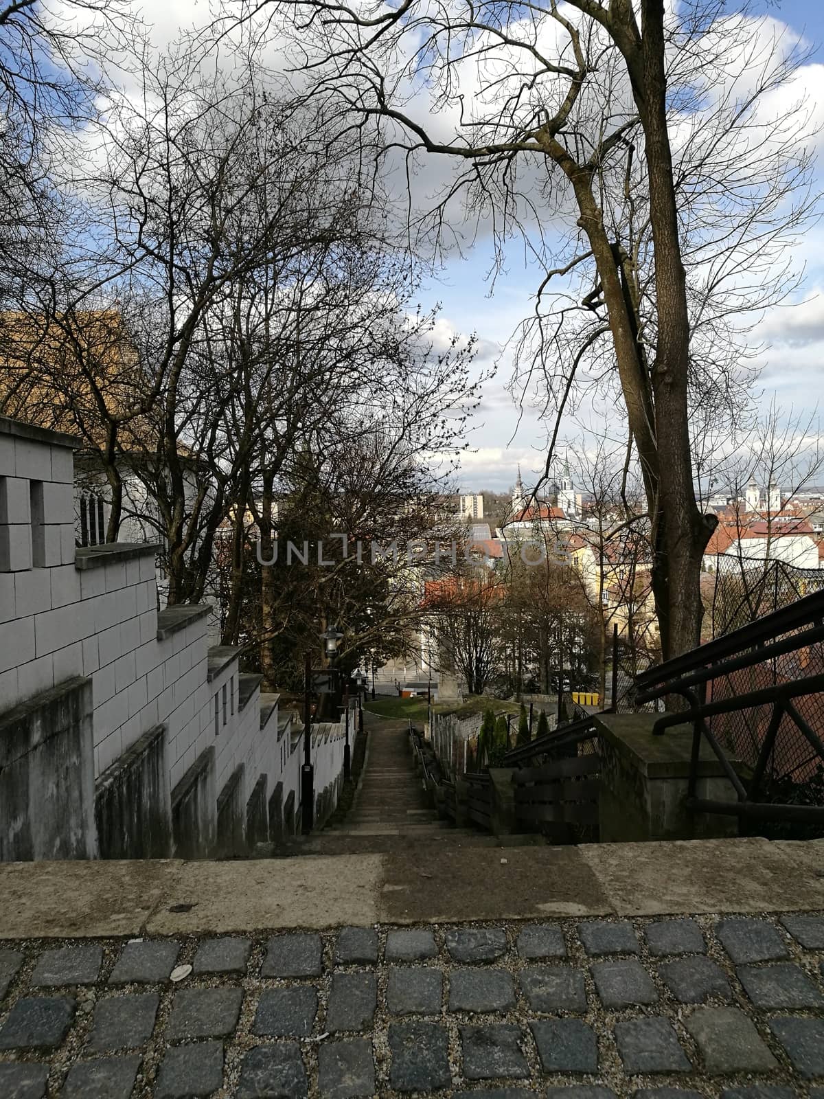 Miskolc cityscape on the way down from the Avas lookout. High quality photo