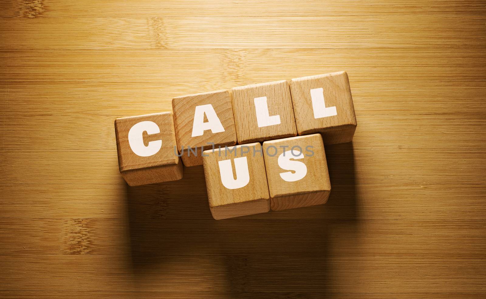 Call us Word Written on Wooden Cubes