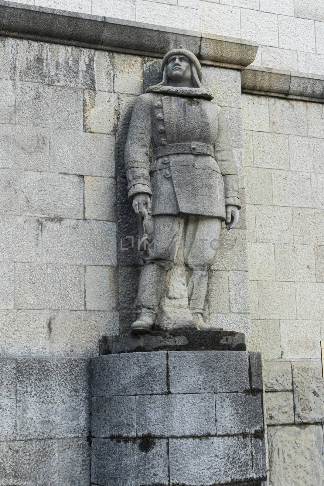 military statues formed with large blocks of stone
