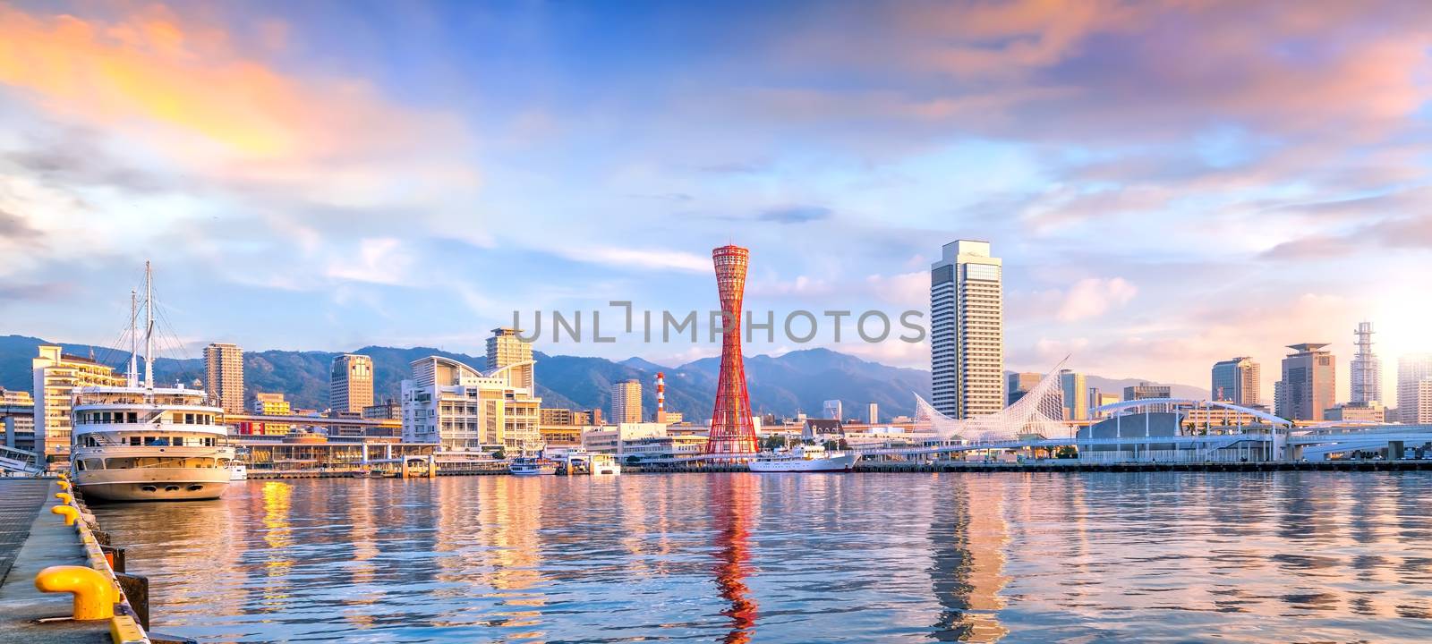 Skyline and Port of Kobe in Japan  by f11photo