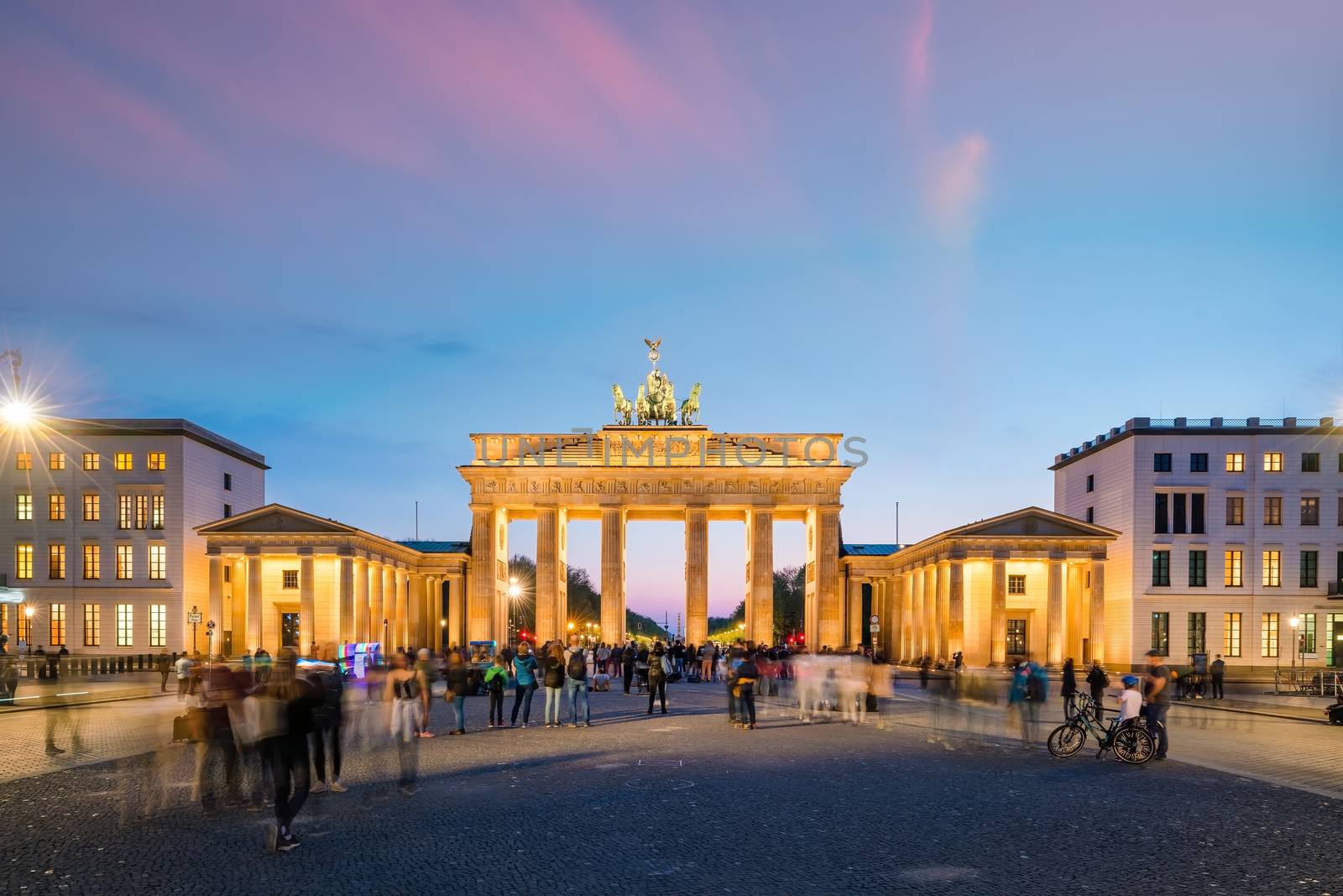 The Brandenburg Gate in Berlin at night, Germany