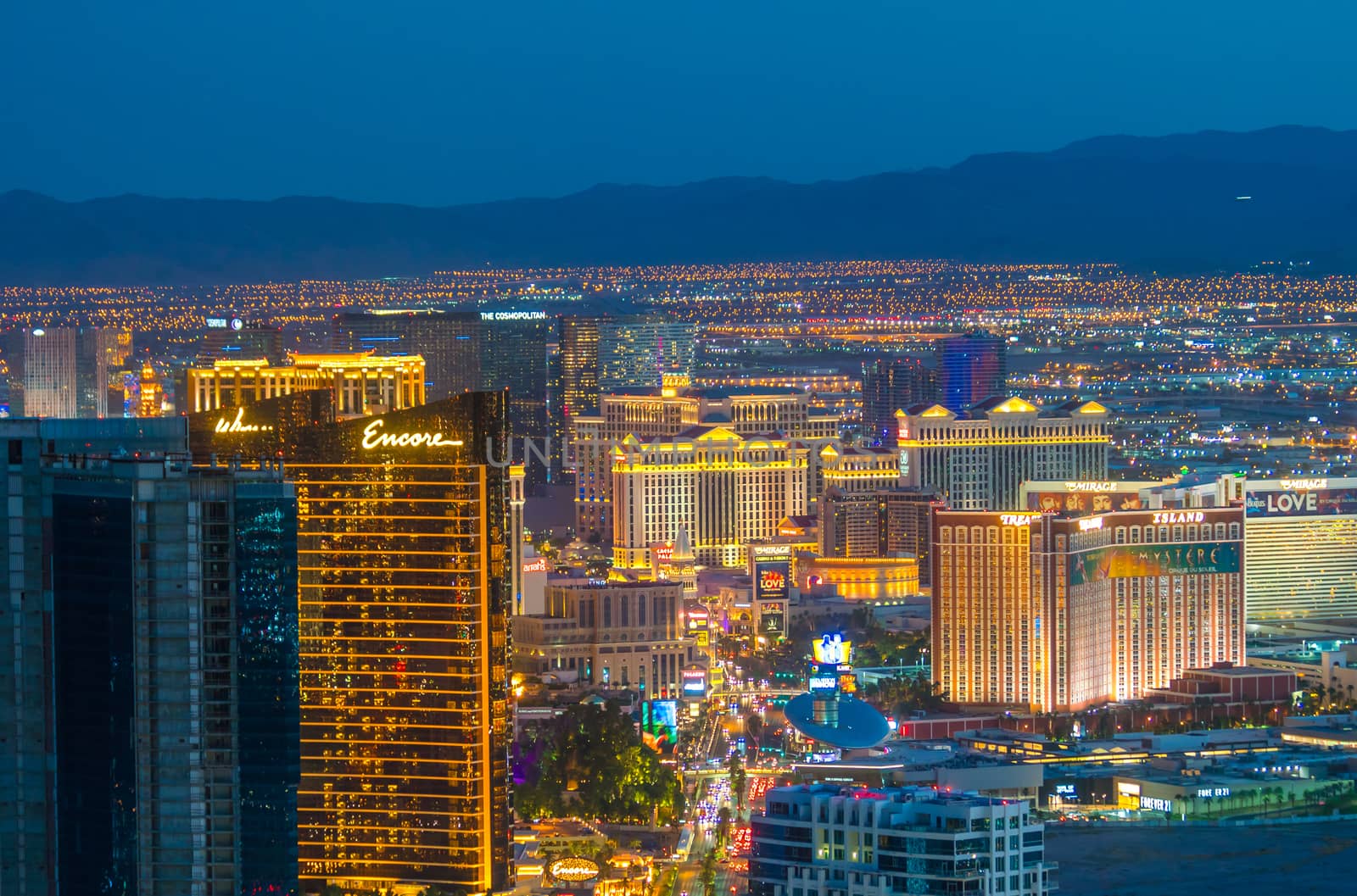 Panorama cityscape view of Las Vegas at sunset in Nevada by f11photo
