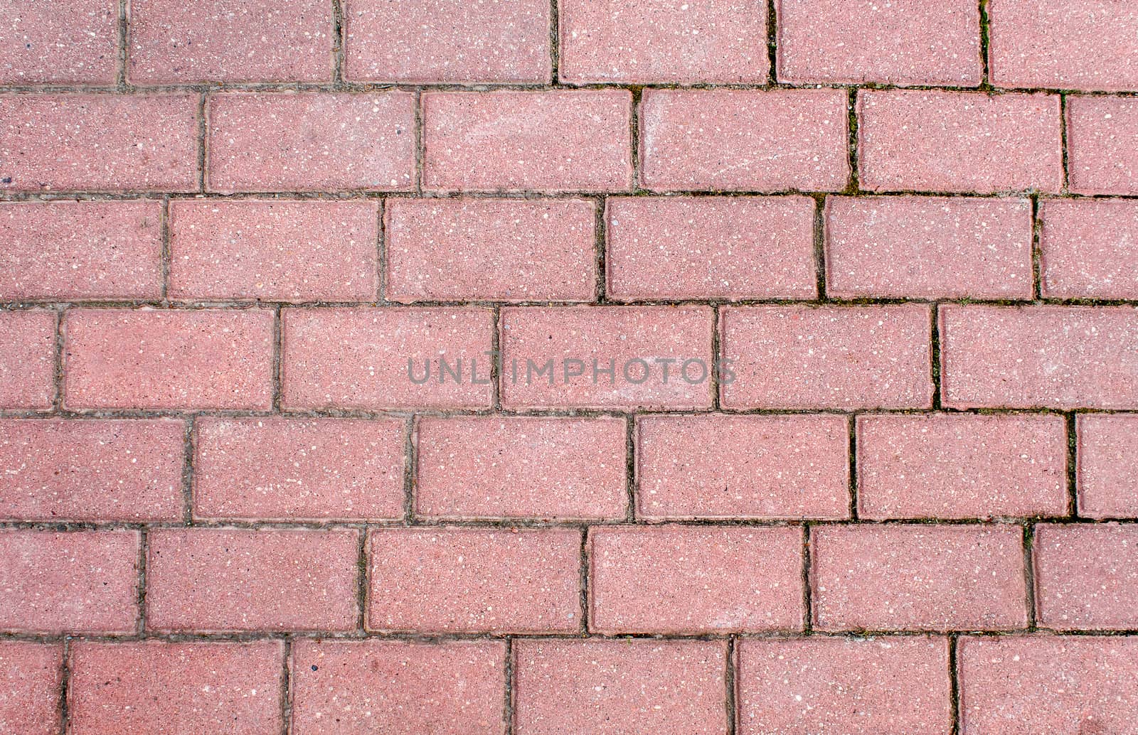 road paved with sidewalk tiles. beautiful brick background with, masonry texture of light brown bricks. outdoor closeup