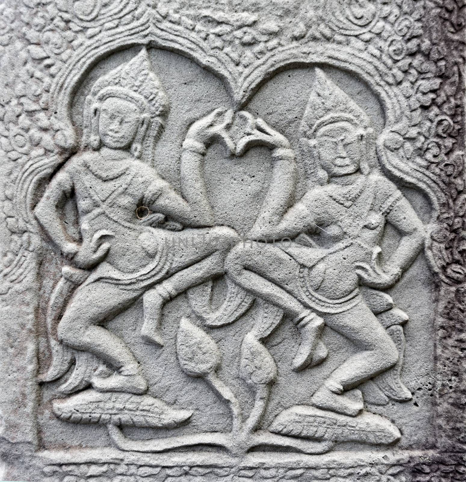 Bas-relief of an ancient temple Angkor