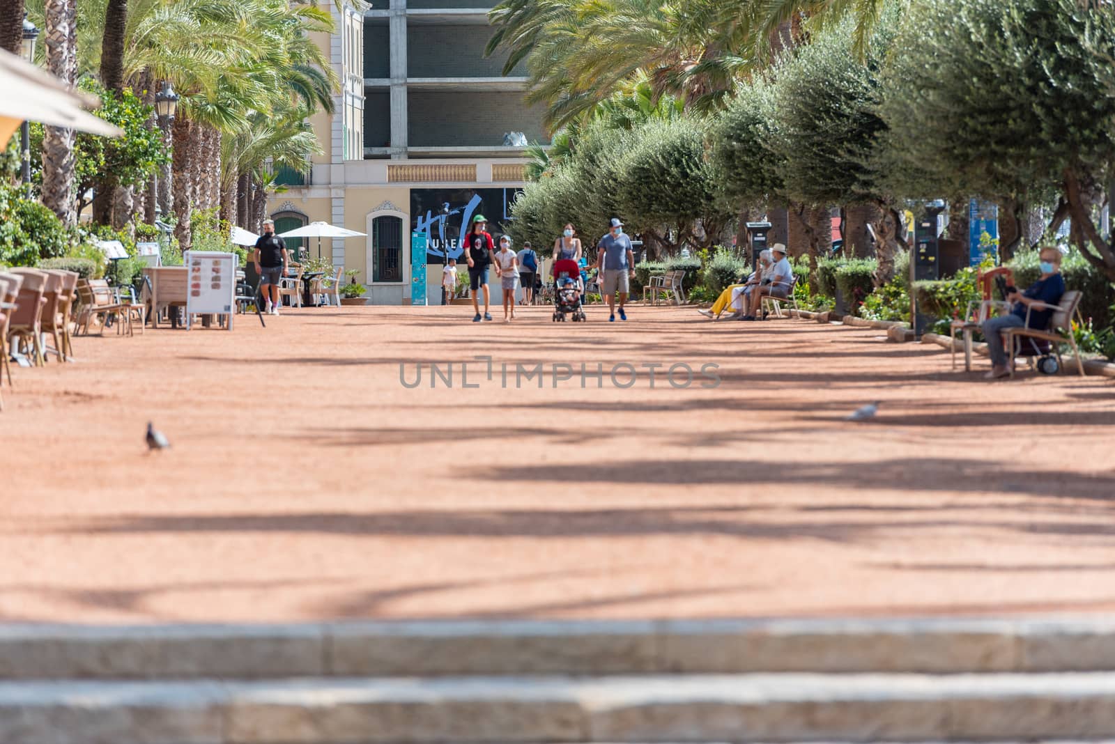 Lloret de Mar, Spain : 2020 2 Sept : Streets of Lloret de Mar after Covid 19 without international tourists in summer 2020