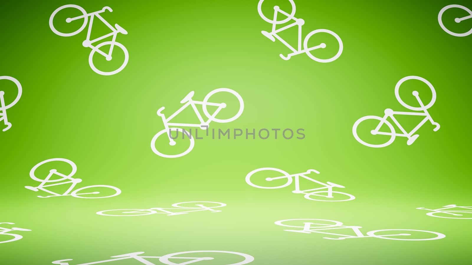 Empty Blank Green and White Bicycle Pattern Studio Background 3D Render Illustration