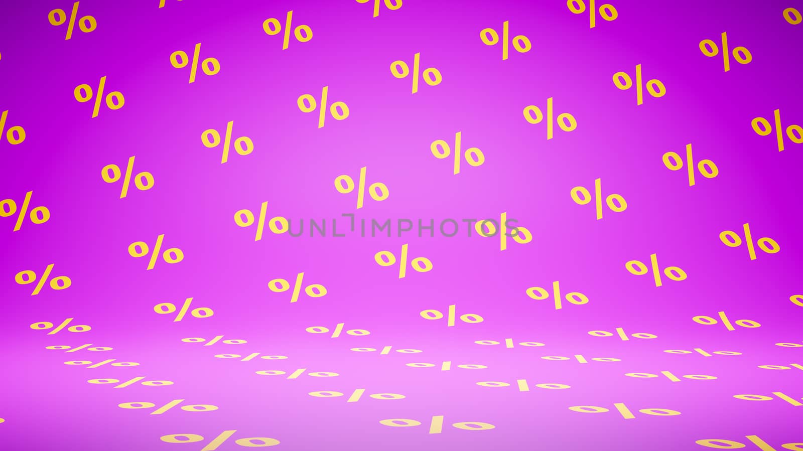 Empty Blank Purple and Yellow Percent Symbol Pattern Studio Background 3D Render Illustration