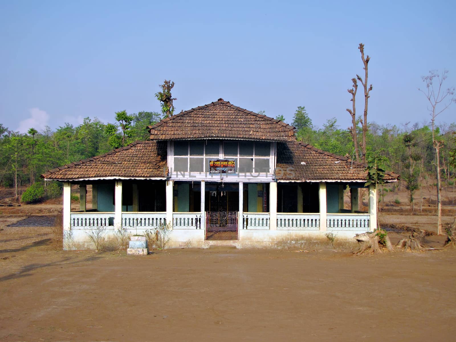 Khershet,Maharashtra,India-May 1st,2009: Typical beautiful small structure of village community hall in Konkan.