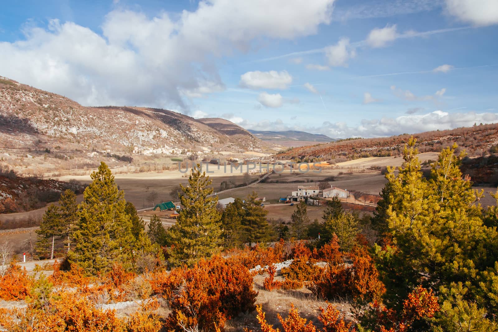 Provincial winter landscape near Gordes in Provence, France