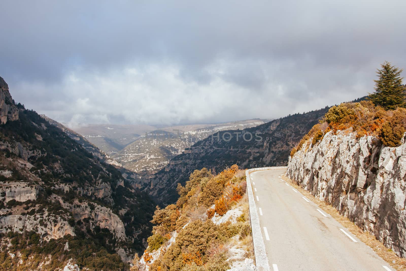 Provincial winter landscape near Gordes in Provence, France