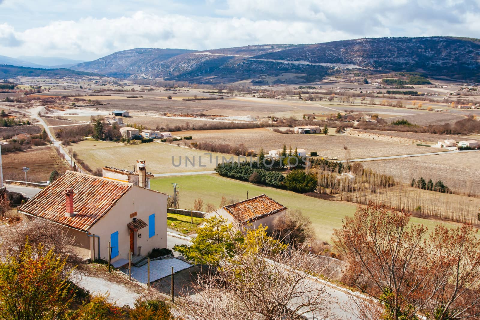 Provincial winter landscape near Gordes in Provence, France