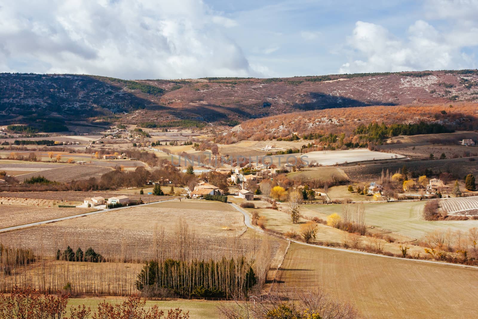 Provincial winter landscape near Gordes in Provence, France