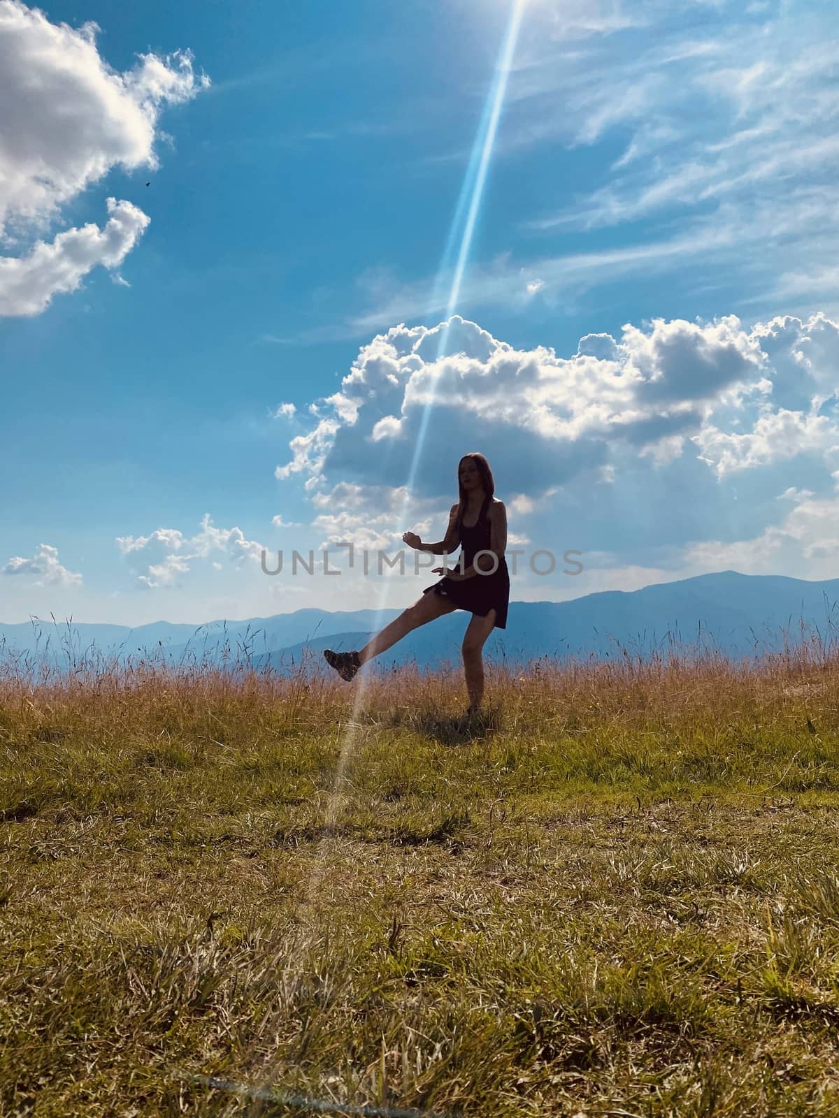 woman, jump, sky, happy, freedom, young, summer, people, grass, blue, jumping, nature, fun, field, joy, happiness, active, beautiful, green, beauty, person, lifestyle, energy, spring, outdoor