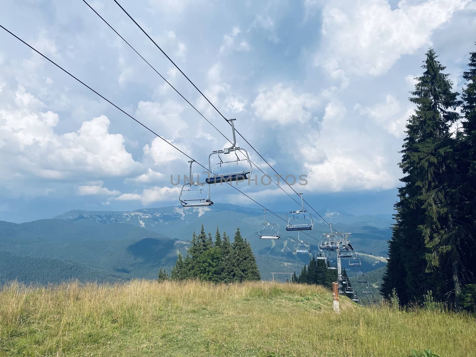 ski resort in the alps. trolls in the mountains on nature