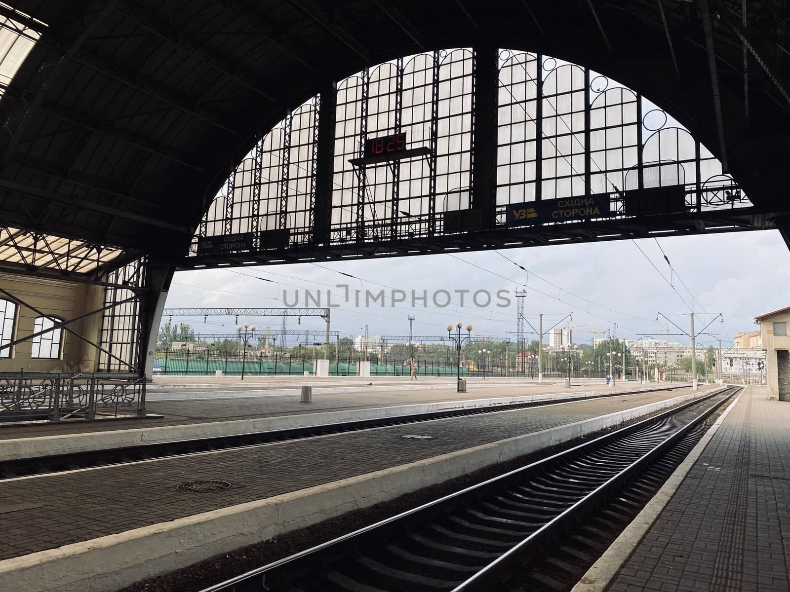 railway station platform in the morning